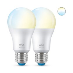 SET 2 becuri smart LED Philips, soclu E27, putere 8W, forma clasic, lumina toate nuantele de alb, alimentare 220 - 240 V, "00000