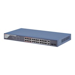 SWITCH. PoE Hikvision, port 10/100 x 24 | Gigabit x 2, managed, carcasa metalica, "DS-3E1326P-EI" (timbru verde 2 lei)