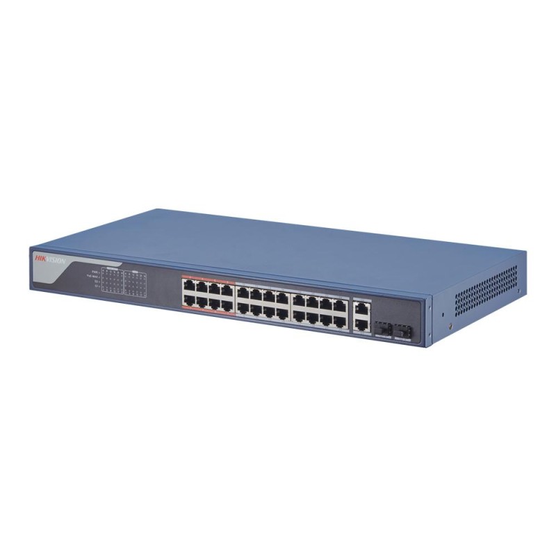 SWITCH. PoE Hikvision, port 10/100 x 24 | Gigabit x 2, managed, carcasa metalica, "DS-3E1326P-EI" (timbru verde 2 lei)