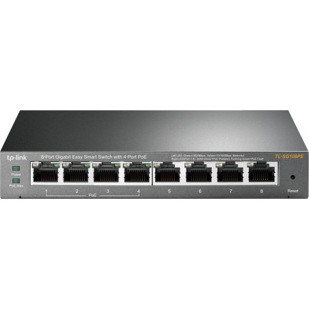 SWITCH PoE TP-LINK  8 porturi Gigabit (4 PoE), IEEE 802.3af, carcasa metalica "TL-SG108PE" (timbru verde 2 lei)
