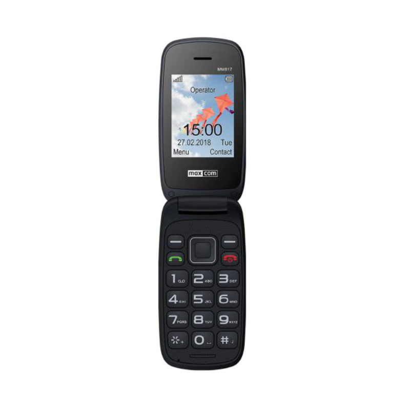 Telefon cu butoane, Maxcom, "MM817" ecran 2.4 inch, dual sim, rez. camera 0.3 Mpix, 2G, OEM, acumulator 800 mAh, negru, "MM817 B