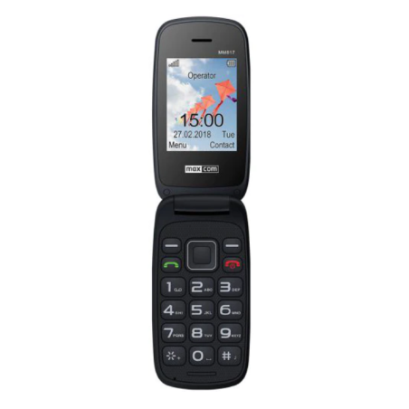 Telefon cu butoane, Maxcom, "MM817" ecran 2.4 inch, dual sim, rez. camera 0.3 Mpix, 2G, OEM, acumulator 800 mAh, negru, "MM817 B
