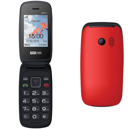 Telefon cu butoane, Maxcom, "MM817" ecran 2.4 inch, dual sim, rez. camera 0.3 Mpix, 2G, OEM, acumulator 800 mAh, rosu, "MM817 Re
