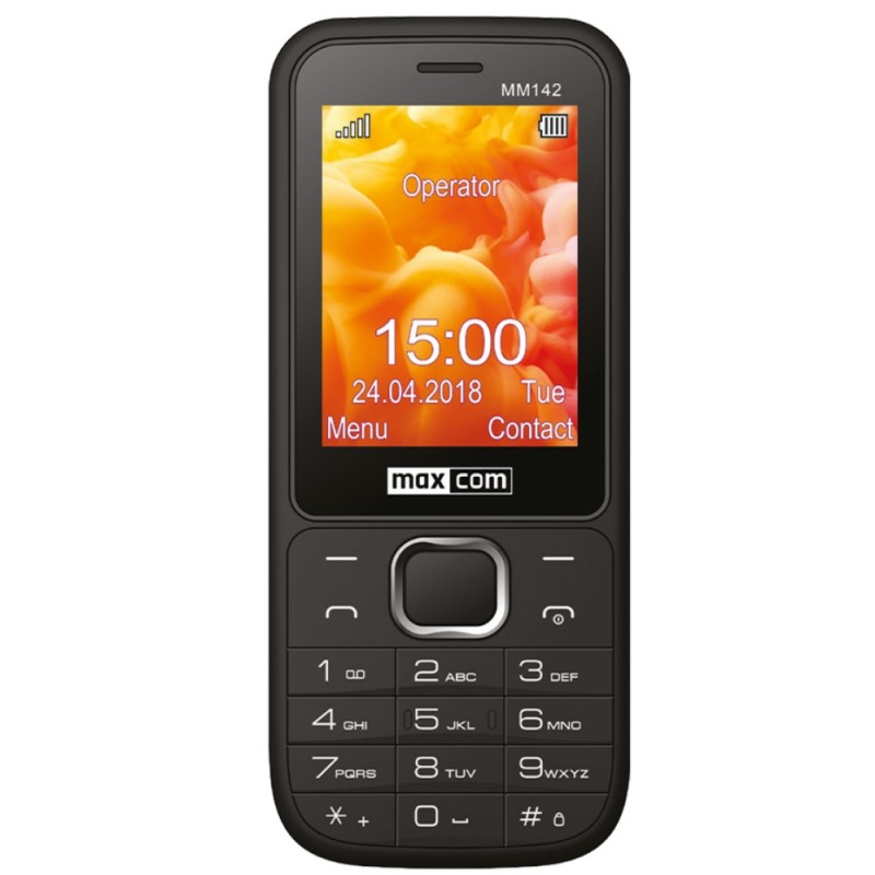 Telefon cu butoane, Maxcom, "MM142" ecran 2.4 inch, dual sim, rez. camera 0.3 Mpix, 2G, OEM, acumulator 800 mAh, negru, "MM142 B
