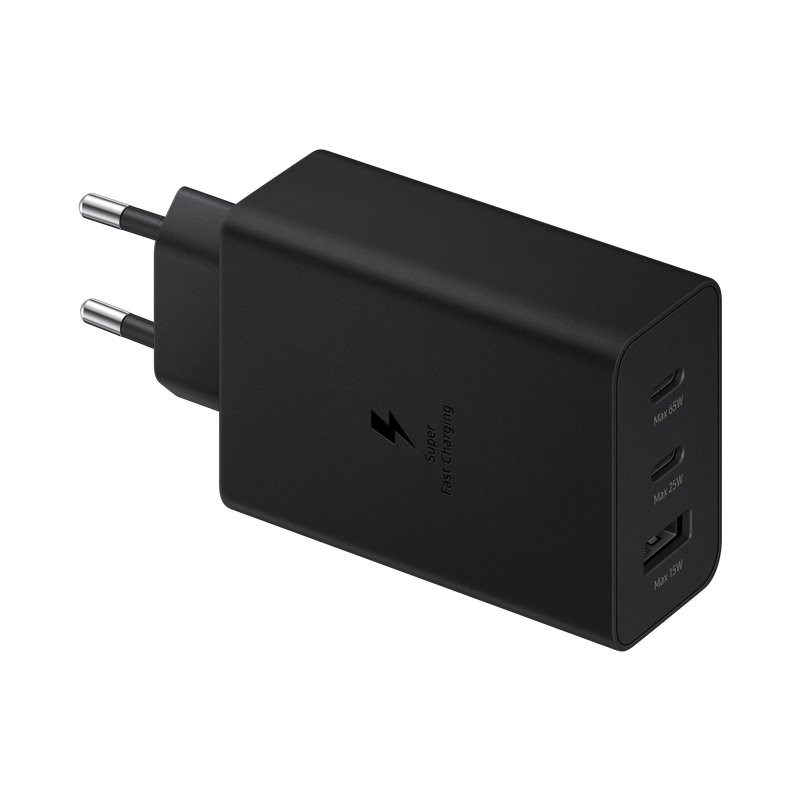 Samsung Power Adapter Trio 65W,2x USB-C,1xUSB-A, Super Fast  (without cable); Black "EP-T6530NBEGEU" (timbru verde 0.18 lei)
