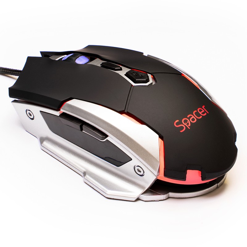 MOUSE Spacer - gaming, gaming, cu fir, USB, optic, 3.200 dpi, butoane/scroll 7/1, iluminare, negru, "SPGM-PULSAR-LITE" 46501553 