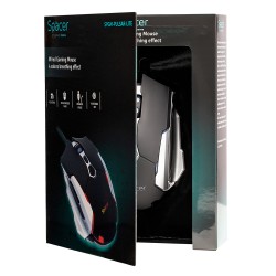 MOUSE Spacer - gaming, gaming, cu fir, USB, optic, 3.200 dpi, butoane/scroll 7/1, iluminare, negru, "SPGM-PULSAR-LITE" 46501553 