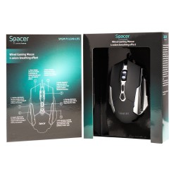MOUSE Spacer - gaming, gaming, cu fir, USB, optic, 3.200 dpi, butoane/scroll 7/1, iluminare, negru, "SPGM-PULSAR-LITE" 46501553 