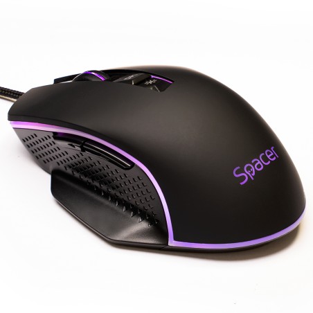 MOUSE Spacer - gaming, gaming, cu fir, USB, optic, 8.000 DPI, butoane/scroll 7/1, iluminare RGB, negru, "SPGM-PULSAR-SPEED" (tim