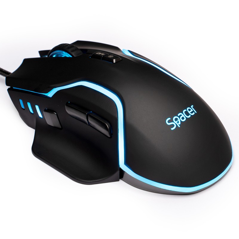 MOUSE Spacer - gaming, gaming, cu fir, USB, optic, 12.000 dpi, butoane/scroll 8/1, iluminare RGB, negru, "SPGM-ALIEN-RACE" (timb