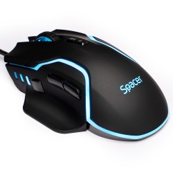 MOUSE Spacer - gaming, gaming, cu fir, USB, optic, 12.000 dpi, butoane/scroll 8/1, iluminare RGB, negru, "SPGM-ALIEN-RACE" (timb
