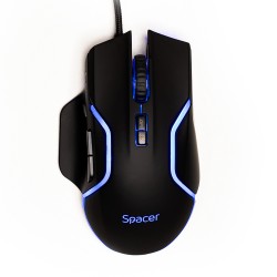 MOUSE Spacer - gaming, gaming, cu fir, USB, optic, 12.000 dpi, butoane/scroll 8/1, iluminare RGB, negru, "SPGM-ALIEN-RACE" (timb