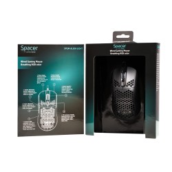 MOUSE Spacer - gaming, gaming, cu fir, USB, optic, 6.400 dpi, butoane/scroll 7/1, iluminare RGB, negru, "SPGM-ALIEN-LIGHT" (timb