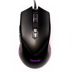MOUSE Spacer - gaming, gaming, cu fir, USB, optic, 12.000 dpi, butoane/scroll 7/1, iluminare RGB, negru, "SPGM-ALIEN-NOVA" (timb