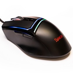 MOUSE Spacer - gaming, gaming, cu fir, USB, optic, 12.000 dpi, butoane/scroll 7/1, iluminare RGB, negru, "SPGM-ALIEN-PRO" (timbr