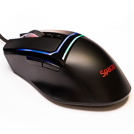 MOUSE Spacer - gaming, gaming, cu fir, USB, optic, 12.000 dpi, butoane/scroll 7/1, iluminare RGB, negru, "SPGM-ALIEN-PRO" (timbr