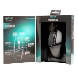 MOUSE Spacer - gaming, gaming, cu fir, USB, optic, 12.000 dpi, butoane/scroll 7/1, iluminare RGB, negru, "SPGM-ALIEN-PRO" (timbr