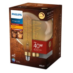 BEC LED Philips, soclu E27, putere 7W, forma sferic, lumina flacara, alimentare 220 - 240 V, "000008719514313781" (timbru verde 