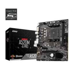 PLACA de BAZA MSI "A520M-A PRO", skt AM4, mATX, AMD A520, 2 x DDR4, max. 64 GB, 4 x SATA, 1 x M.2, 7.1, "A520M-A PRO"