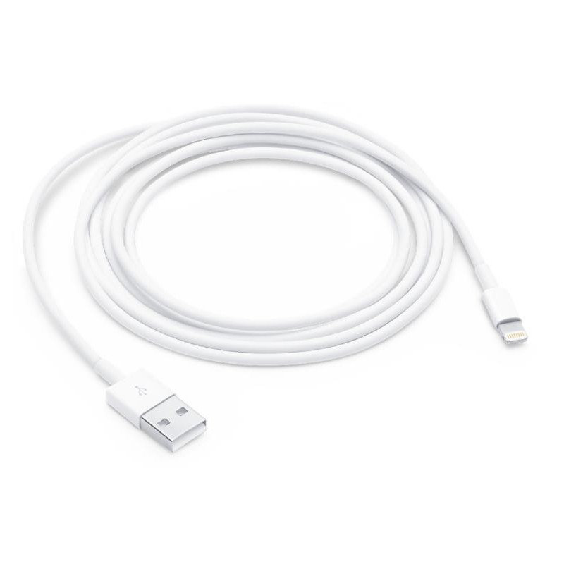 CABLU alimentare si date smartphone Apple, Lightning (T) la USB 2.0 (T), cauciuc, lungime 2 m, alb, "md819zm/a" (timbru verde 0.