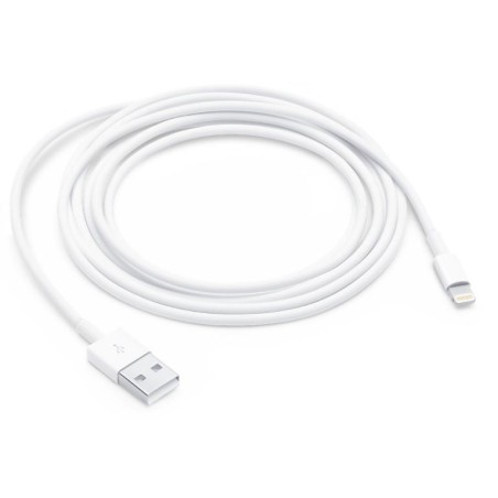 CABLU alimentare si date smartphone Apple, Lightning (T) la USB 2.0 (T), cauciuc, lungime 2 m, alb, "md819zm/a" (timbru verde 0.