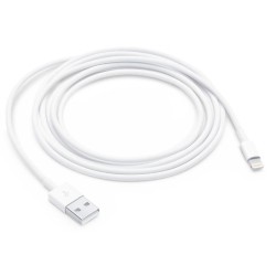CABLU alimentare si date smartphone Apple, Lightning (T) la USB 2.0 (T), cauciuc, lungime 2 m, alb, "md819zm/a" (timbru verde 0.