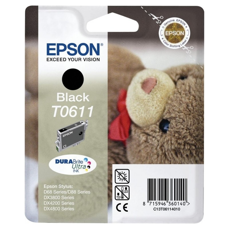 Cartus Cerneala Original Epson Black, T0611, pentru D88|D68PE|DX4800|DX4850|DX4200|DX4250|DX3800|DX3851,  , (timbru verde 0.15 l
