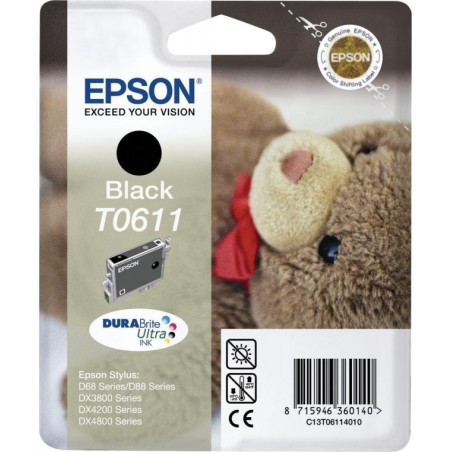 Cartus Cerneala Original Epson Black, T0611, pentru D88|D68PE|DX4800|DX4850|DX4200|DX4250|DX3800|DX3851,  , (timbru verde 0.15 l
