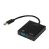 CABLU video LOGILINK, splitter USB 3.0 (T) la HDMI (M) + VGA (M), 10cm, rezolutie maxima Full HD (1920 x 1080) la 60 Hz, negru, 
