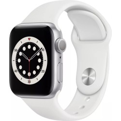 Apple Watch S6 GPS, 40mm Silver Aluminium Case with White Sport Band - Regular, "mg283wb/a" (timbru verde 0.18 lei)