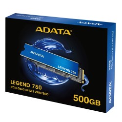 SSD ADATA, LEGEND 750, 500 GB, M.2, PCIe Gen3.0 x4, 3D TLC Nand, R/W: 3350/2450 MB/s, "ALEG-750-500GCS"