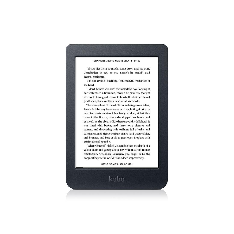 Kobo Nia e-Book Reader E Ink touchscreen 6 inch 1024 xxxx 758 8 GB 900 MHz/256 MB 1 x micro USB Greutate 0.172 kg Wireless Da Bl