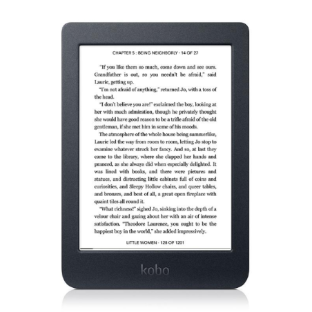 Kobo Nia e-Book Reader E Ink touchscreen 6 inch 1024 xxxx 758 8 GB 900 MHz/256 MB 1 x micro USB Greutate 0.172 kg Wireless Da Bl