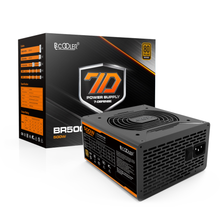 SURSA PCCOOLER 500W (real), fan 120mm PWM, 80 Plus Bronze, 2x PCI-E (6+2),  6x S-ATA "GI-BR500",  (timbru verde 2 lei)
