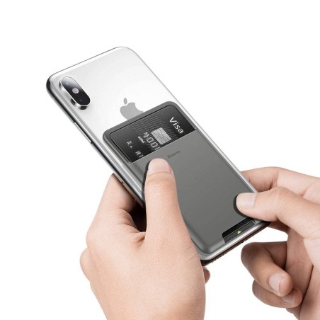 PORTCARD silicon Baseus, compatibil cu majoritatea telefoanelor de pe piata, atat timp cat telefonul este mai lat de 62 mm si ma