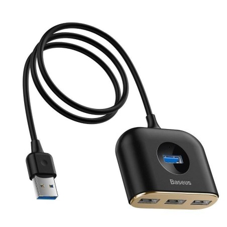 HUB extern Baseus Square, porturi USB: USB 3.0 x 1 + USB 2.0 x 3, conectare prin USB 3.0, lungime 1 m, negru, "CAHUB-AY01" (timb
