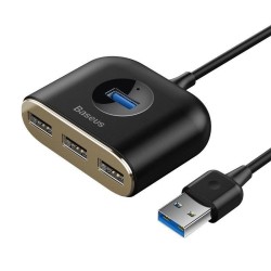 HUB extern Baseus Square, porturi USB: USB 3.0 x 1 + USB 2.0 x 3, conectare prin USB 3.0, lungime 1 m, negru, "CAHUB-AY01" (timb