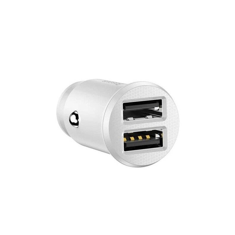INCARCATOR auto Baseus Grain, 2 x USB Output 5V/3.1A, 15W total ambele porturi, pt. bricheta auto, alb "CCALL-ML02" (timbru verd