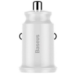 INCARCATOR auto Baseus Grain, 2 x USB Output 5V/3.1A, 15W total ambele porturi, pt. bricheta auto, alb "CCALL-ML02" (timbru verd