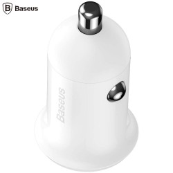 INCARCATOR auto Baseus Grain Pro, 2 x USB Output 5V/4.8A 24W total ambele porturi, pt. bricheta auto, alb "CCALLP-02" (timbru ve