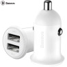 INCARCATOR auto Baseus Grain Pro, 2 x USB Output 5V/4.8A 24W total ambele porturi, pt. bricheta auto, alb "CCALLP-02" (timbru ve