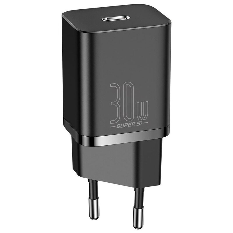 INCARCATOR retea Baseus Super Si, Quick Charge 30W, 1 x USB Type-C 5V/3A, negru "CCSUP-J01" (timbru verde 0.18 lei) - 6953156205
