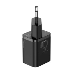 INCARCATOR retea Baseus Super Si, Quick Charge 25W, 1 x USB Type-C 5V/3A max, include cablu USB Type-C la USB Type-C 1m, negru "