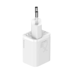 INCARCATOR retea Baseus Super Si, Quick Charge 25W, 1 x USB Type-C 5V/3A max, include cablu USB Type-C la USB Type-C 1m, alb "TZ