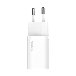 INCARCATOR retea Baseus Super Si, Quick Charge 25W, 1 x USB Type-C 5V/3A max, include cablu USB Type-C la USB Type-C 1m, alb "TZ