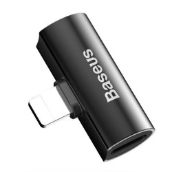ADAPTOR Incarcare si audio Baseus, 1 x Ligthning (T) la 2 x Lightning (M), negru "CAL46-01" (timbru verde 0.18 lei) - 6953156287