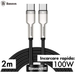 CABLU alimentare si date Baseus Cafule Metal, Fast Charging Data Cable pt. smartphone, USB Type-C la USB Type-C 100W, braided, 2