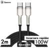 CABLU alimentare si date Baseus Cafule Metal, Fast Charging Data Cable pt. smartphone, USB Type-C la USB Type-C 100W, braided, 2