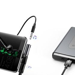 ADAPTOR Incarcare si audio Baseus, 1 x USB Type-C (T) la 1 x USB Type-C (M) si 1 x Jack 3.5mm (M), negru "CATL41-01" (timbru ver