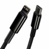 CABLU alimentare si date Baseus Tungsten Gold,Fast Charging Data Cable pt smartphone,USB Type-C la Lightning 20W,braided,1m,rezi